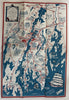 Damariscotta Maine coast cartoon map 1950 Melville large color w/ biz directory