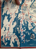 Damariscotta Maine coast cartoon map 1950 Melville large color w/ biz directory