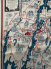 Damariscotta Maine coast cartoon map 1950 Melville large color w/ biz directory