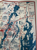 Damariscotta Maine coast cartoon map 1950 Melville large color w/ biz directory