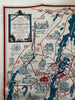 Damariscotta Maine coast cartoon map 1950 Melville large color w/ biz directory