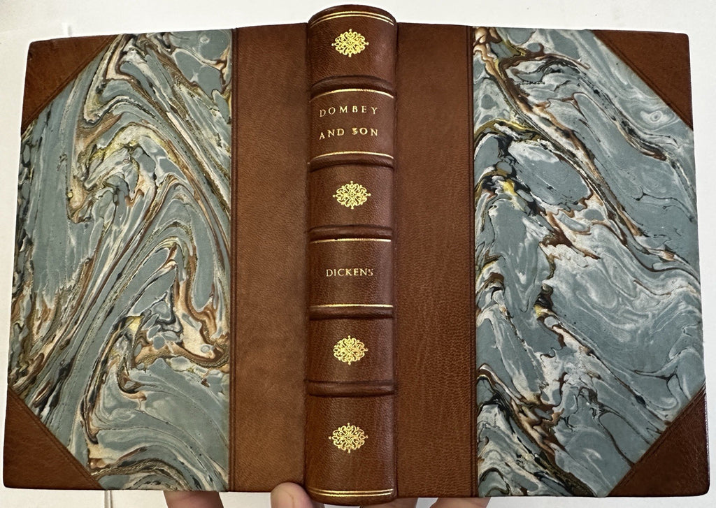Charles Dickens Dombey & Son beautiful old leather book c. 1930’s illustrated