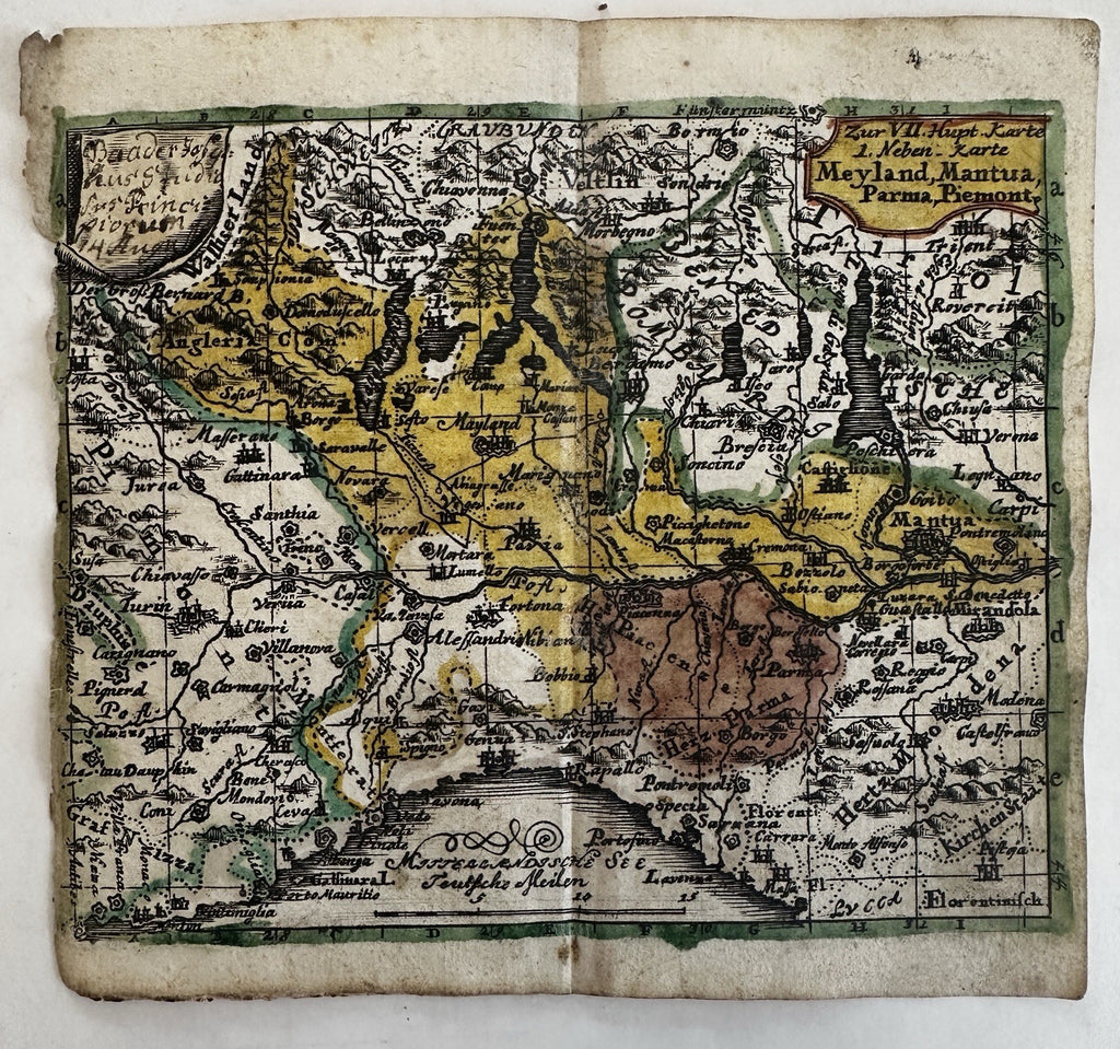 Northern Italy Mantua Piedmont Milano Parma 1633 Salzburg rare miniature map