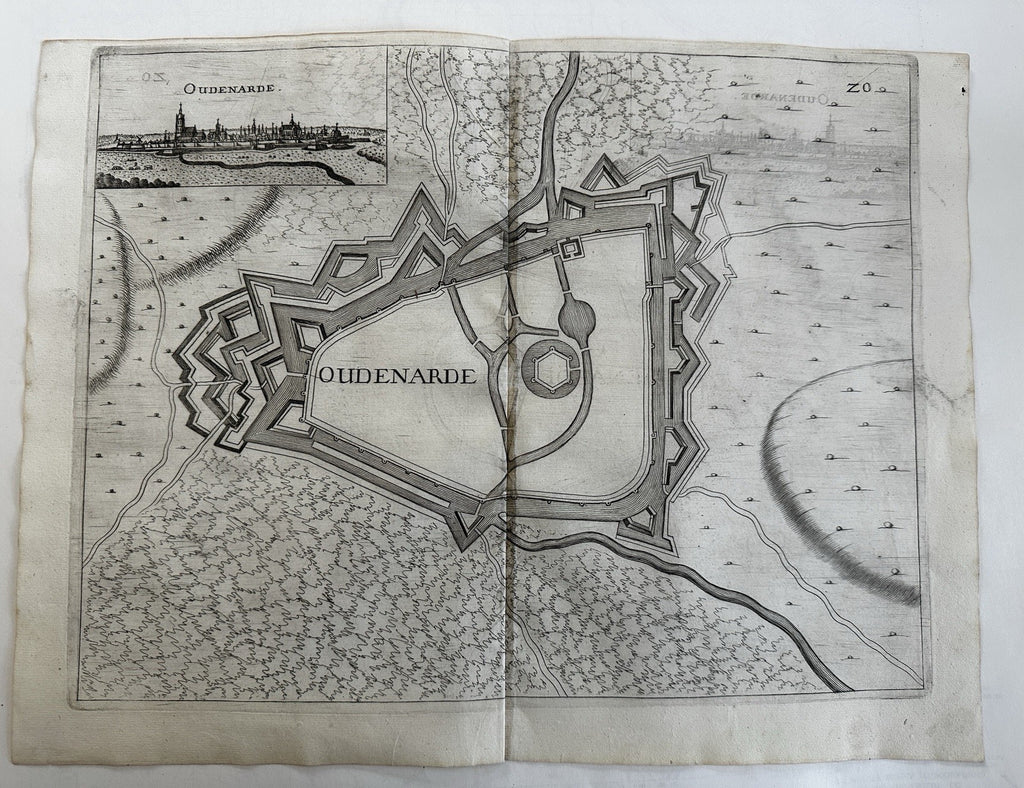 Oudenarde fortified walls Holland Netherlands 1673 Priorato city plan folio map