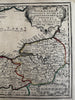 Normandy coastline France Canal 1719 Chiquet attractive engraved antique map