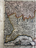 North Italy Alpines 1711 vignette title attractive hand color antique early map