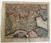 North Italy Alpines 1711 vignette title attractive hand color antique early map