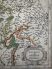 Northwest coast France Guînes c1620 Mercator- Hondius folio map early hand color
