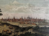 Nuremberg Germany c.1805? engraved print birds-eye view beautiful hand coloring