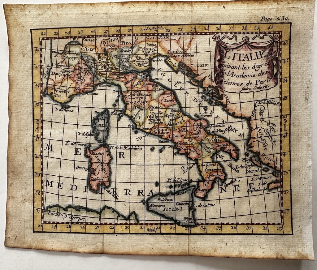 Italy Italia 1788 Toulouse rare map lovely hand color La Pologne Prussia Curland