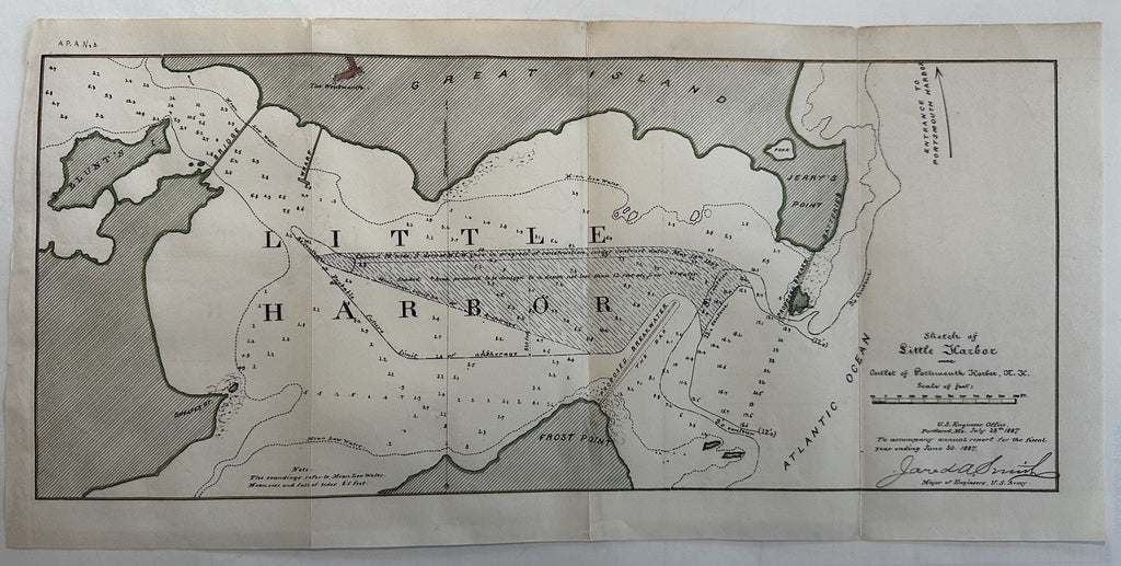 Little Harbor Newcastle Great Island Portsmouth NH 1887 nautical map hand color