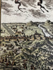 Agra India city hand colored birds-eye view print 1683 Mallet charming color