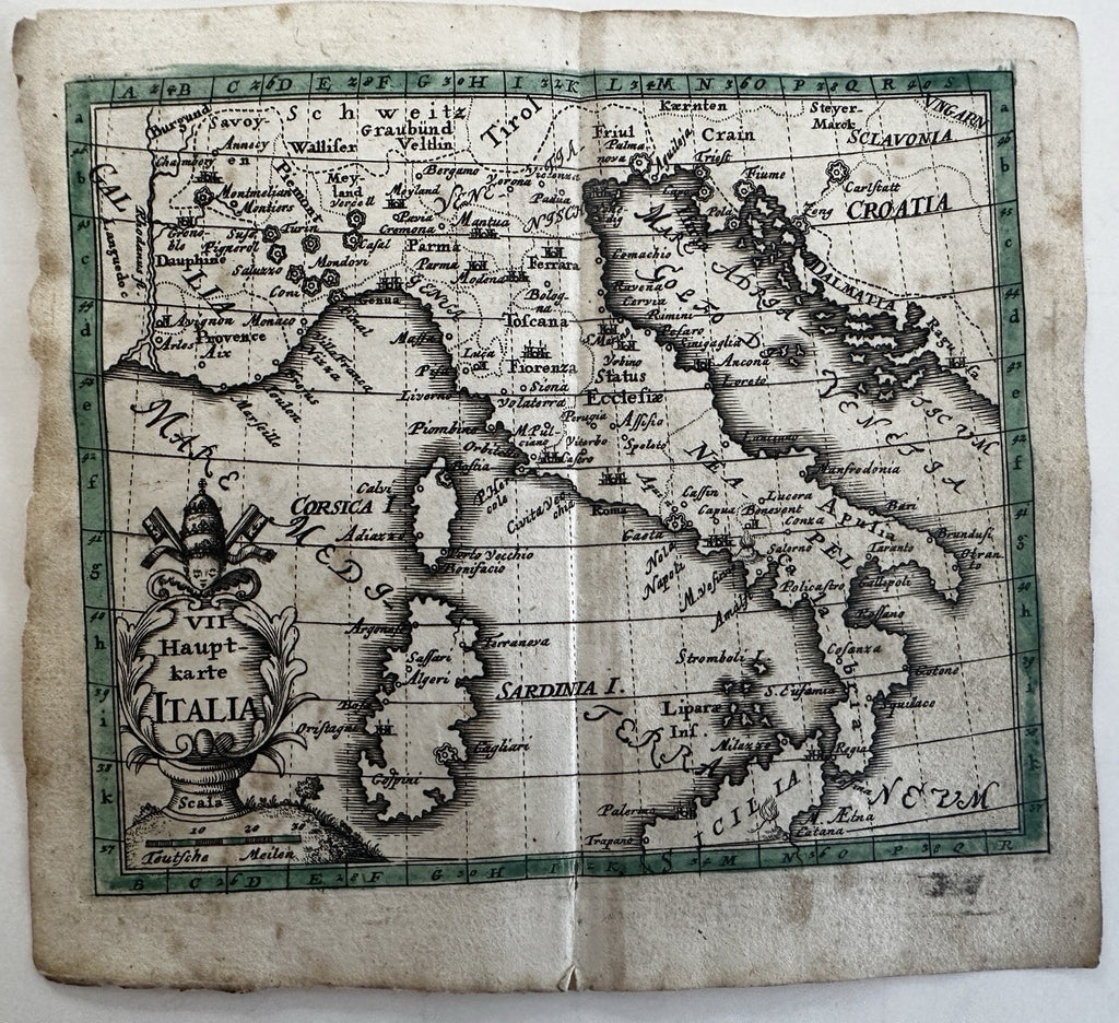 Italy Italia 1633 Salzburg rare miniature engraved map