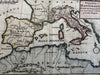 Hannibal Expedition ancient world Spain to Italy c.1755 Moll engraved map