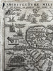 Military architecture c.1730 Naval Neptune pictorial key diagrams engraved print