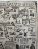 Military architecture c.1730 Naval Neptune pictorial key diagrams engraved print