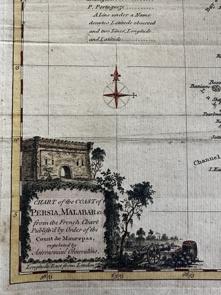 India Coast of Persia Malabar Hindoostan 1770 rare periodical decorative map