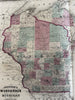 Michigan Wisconsin Great Lakes states 1870 Johnson large hand colored map