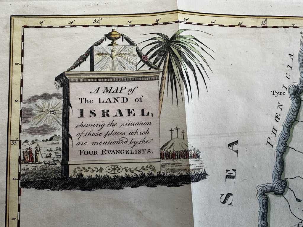 Land of Israel four evangelists 1813 Etheridge scarce decorative historical map