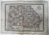 Georgia & Alabama very detailed counties 1870 Johnson large hand colored map