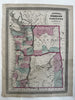 Oregon & Washington early state maps 1870 Johnson large hand colored folio map