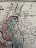 Palestine ancient Holy Land Judea Samara Galilee 1870 Johnson hand colored map