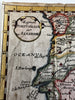 Portugal by itself Algarve coastal 1681 Du Val rare miniature hand color map