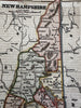 New Hampshire state 1853 Ensign miniature beautiful hand colored map giftable