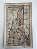 New Hampshire state 1853 Ensign miniature beautiful hand colored map giftable