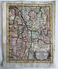 Germany Circles upper & lower Rhine 1744 engraved hand colored miniature map