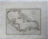 West Indies Caribbean East West Florida New Spain Cuba 1794 Wilkinson scarce map