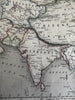 Asia Hindoostan China Siam Annam 1848 Chambers hand color map Gellatly engraved