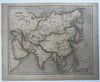 Asia Hindoostan China Siam Annam 1848 Chambers hand color map Gellatly engraved