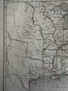 Texas independent Republic Territorial U.S. c.1848 Chambers hand color map