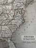 Texas independent Republic Territorial U.S. c.1848 Chambers hand color map