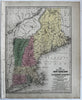 New England states VT NH ME MA CT RI 1839 Mitchell hand color engraved map