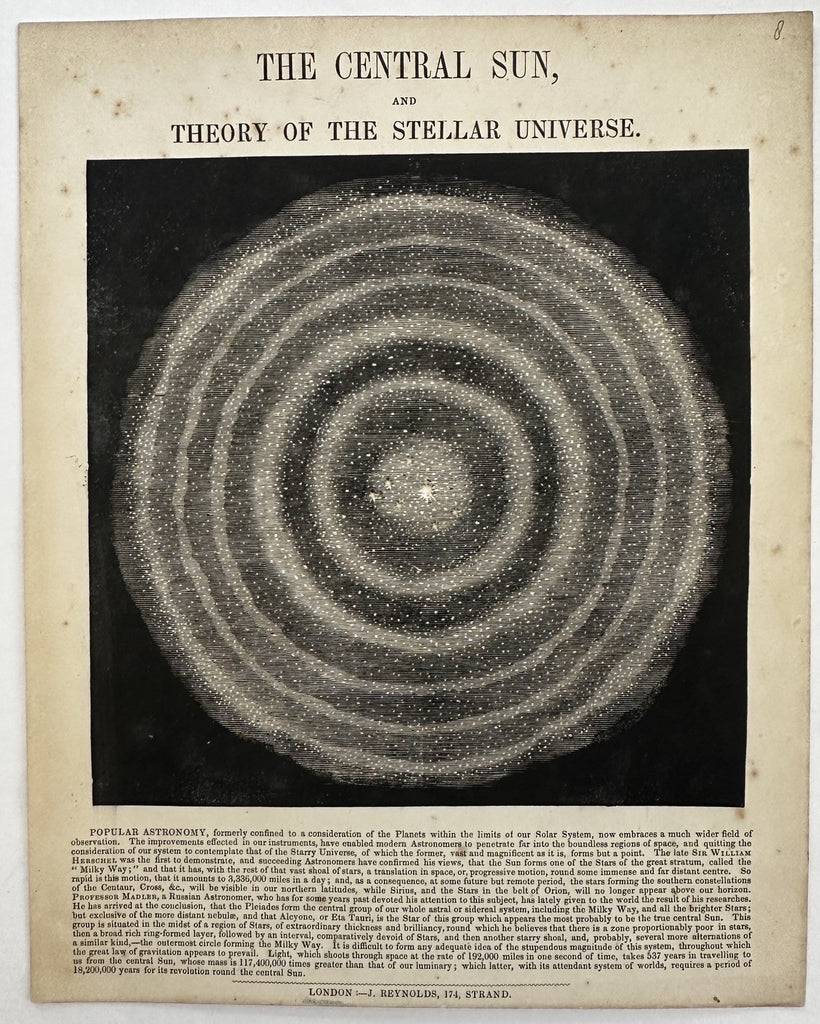 Stellar Universe Central Sun celestial 1850’s hold to light tissue rare print