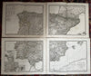Spain in four sheets huge 1861 detailed Stulpnagel engraved color Stieler map