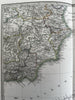 Spain in four sheets huge 1861 detailed Stulpnagel engraved color Stieler map