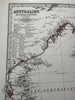Australia continent early dates details 1870 Petermann engraved hand color map