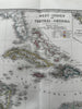 West Indies Caribbean 1870 Berghaus Stieler engraved hand color map