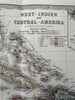 West Indies Caribbean 1870 Berghaus Stieler engraved hand color map