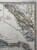 West Indies Caribbean 1870 Berghaus Stieler engraved hand color map