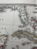 West Indies Caribbean 1870 Berghaus Stieler engraved hand color map