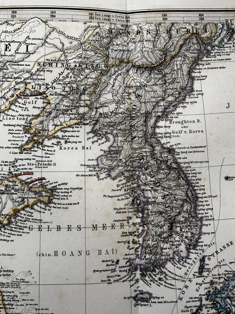 China Korea Japan Canton & Shanghai insets 1870 Petermann Stieler engraved map