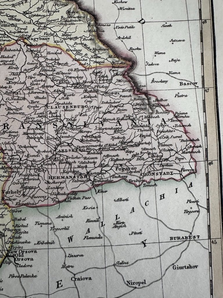 Hungary Lower & Upper Transylvania Sclavonia 1820 C. Smith scarce lovely map