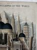 World Principal buildings comparison chart 1850 Reynolds hand colored rare print