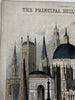 World Principal buildings comparison chart 1850 Reynolds hand colored rare print