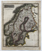 Norway Sweden Denmark 1817 Arrowsmith & Hall engraved hand colored scarce map