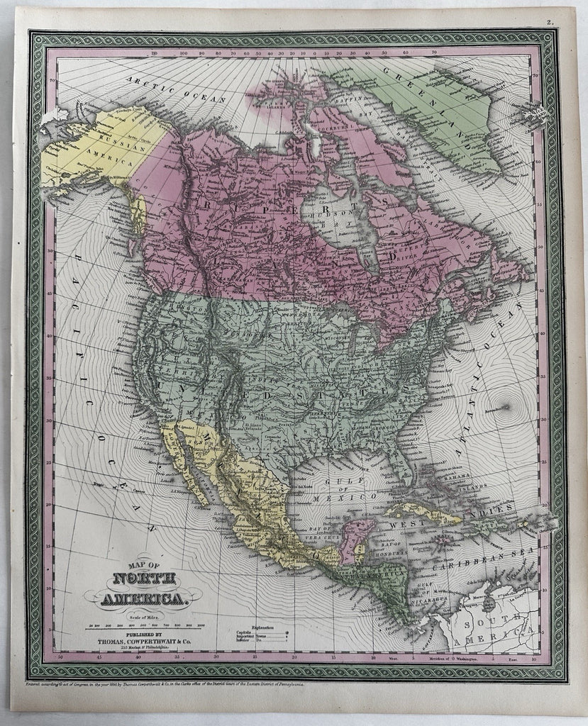 North America Territorial west Utah OR WA 1850-5 Cowperthwait beautiful old map